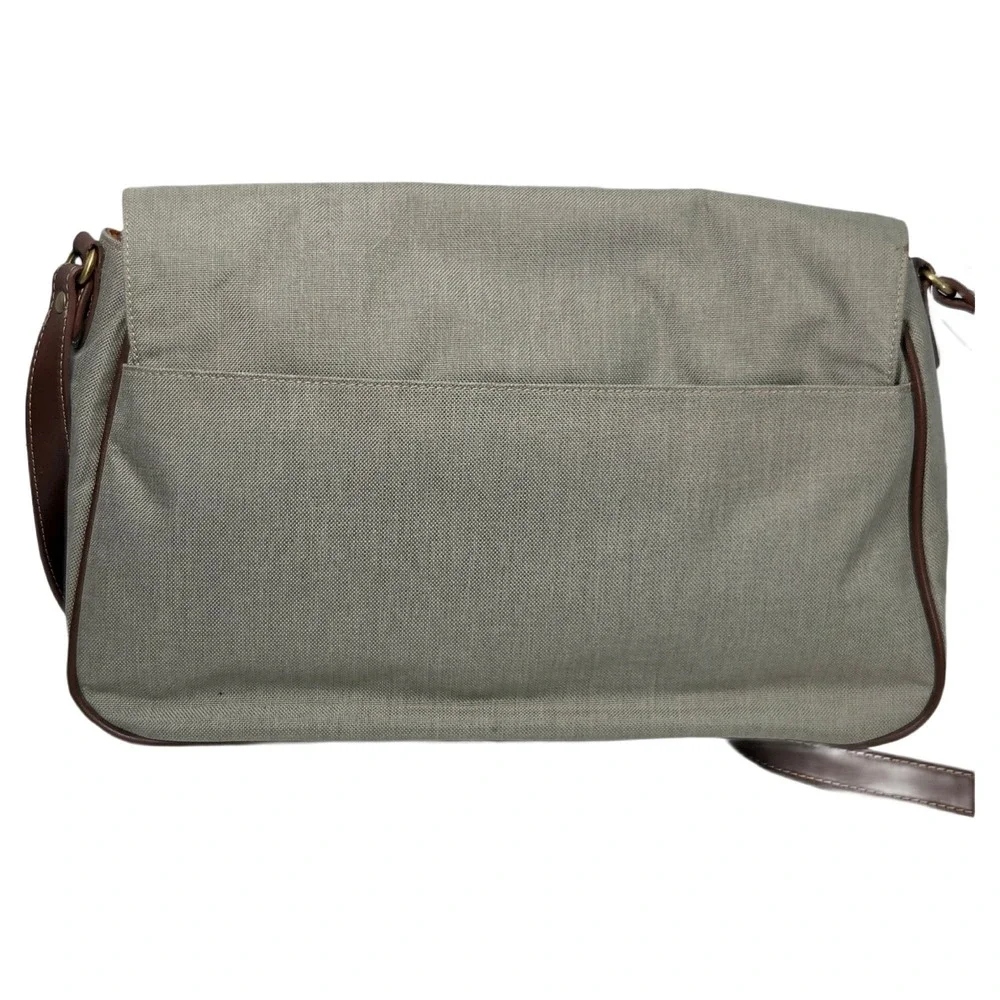 Etienne Aigner Canvas Leather Messenger Bag Medium Brown Crossbody Flap Purse